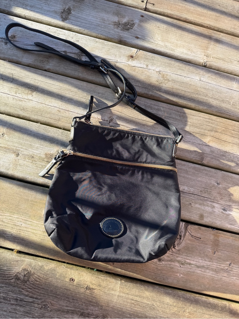 Dooney & Bourke Black Nylon Leather Crossbody Bag